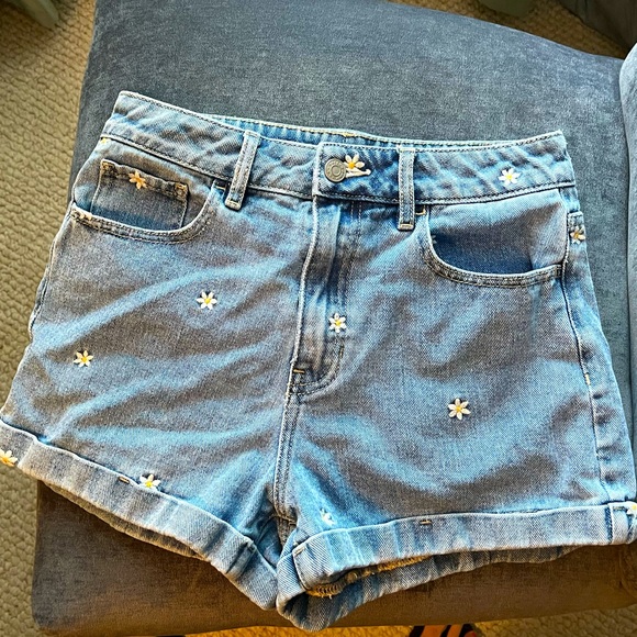 PacSun Pants - PacSun Denim Shorts with Floral Embroidery
